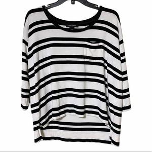 White House Black Market White Black Striped Shirt